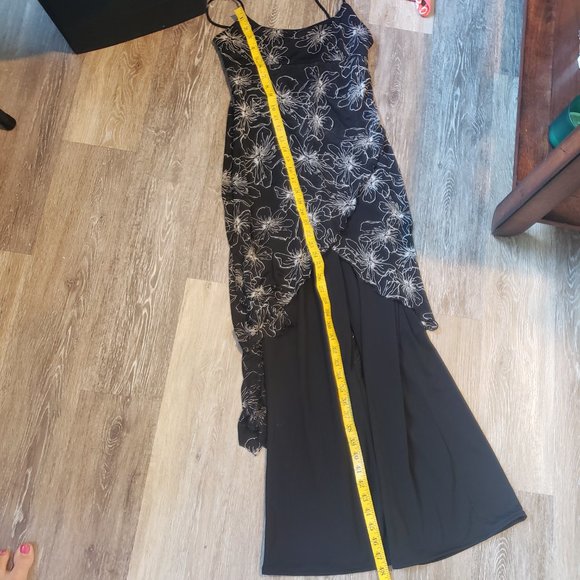 Black floral print Smart Set pantsuit - Picture 4 of 7